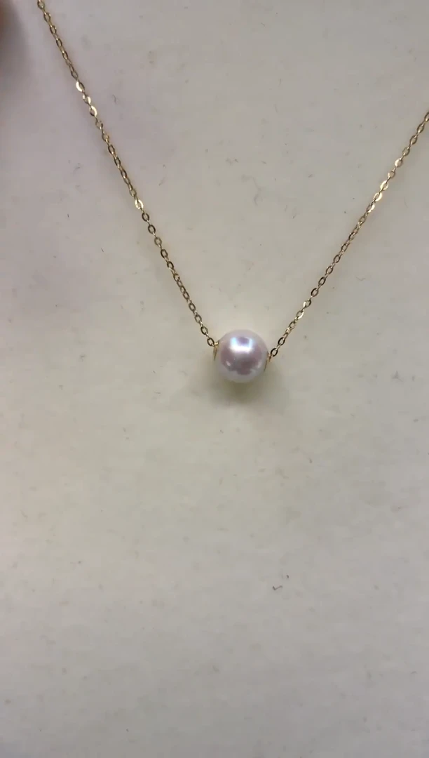 颈饰18K金镶嵌海水珍珠8.5-9