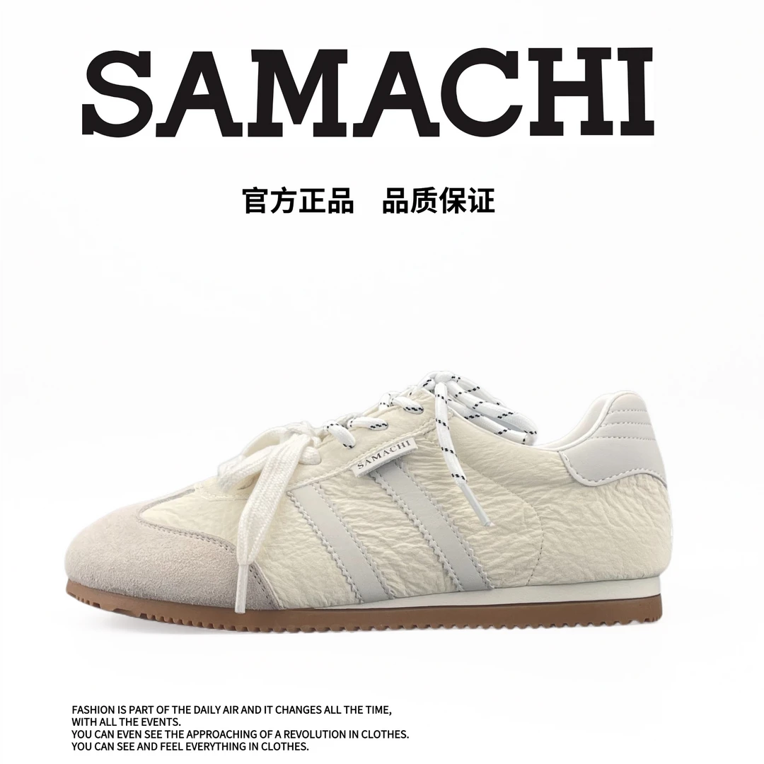 萨玛驰2025秋季新款真皮轻便防滑德训鞋女软底运动鞋女款圆头板鞋
