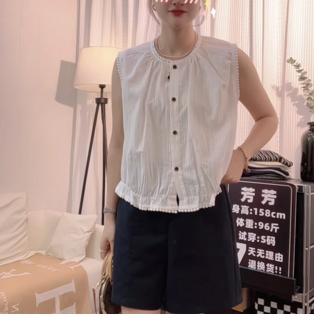 芳芳家【月下】不热~100的棉透气舒适!  轻奢气质夏季无袖百搭衬衫