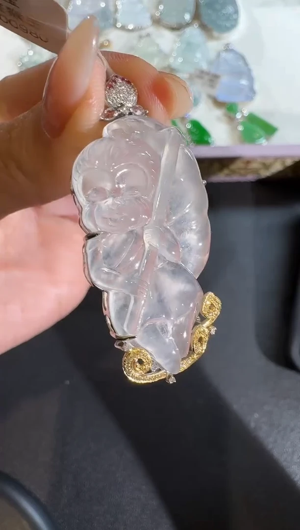 【闪购商品】翡翠吊坠(不含链)18K金镶嵌【源头工厂】钻石镶嵌