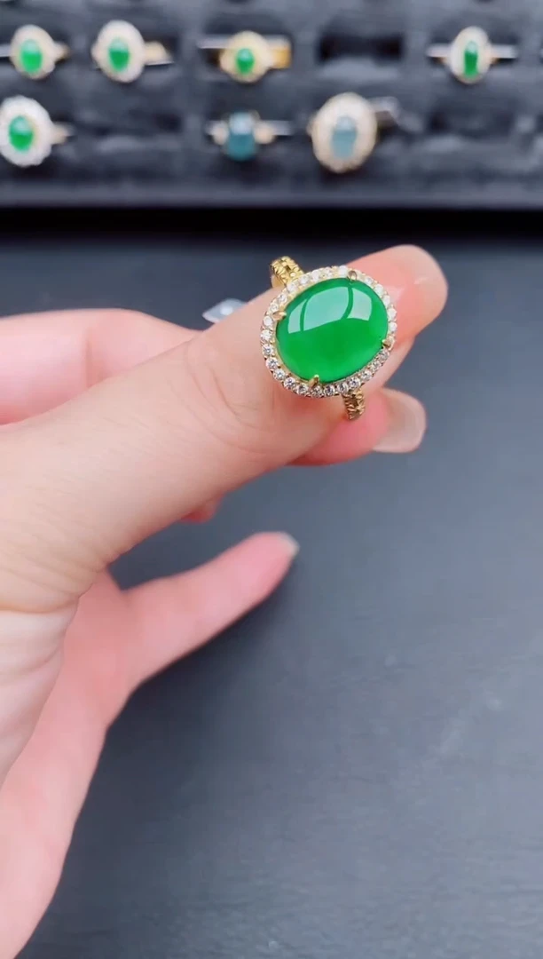 翡翠戒指银S925镶嵌天然a货翡翠69