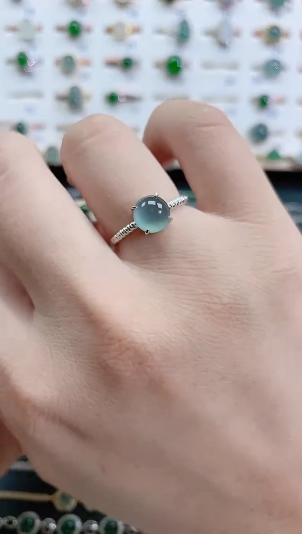 银S925镶嵌戒指翡翠天然翡翠