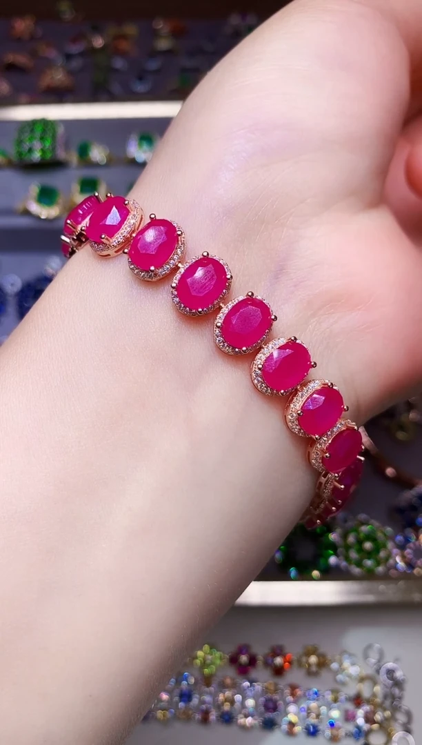 银S925镶嵌手链红宝石.....