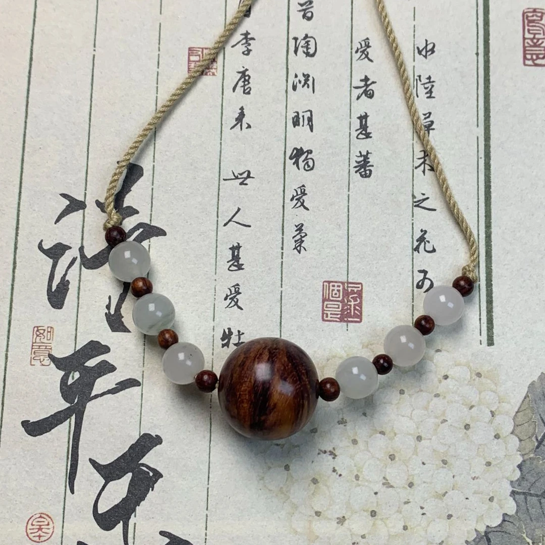 海南黄花梨天山翠项链款