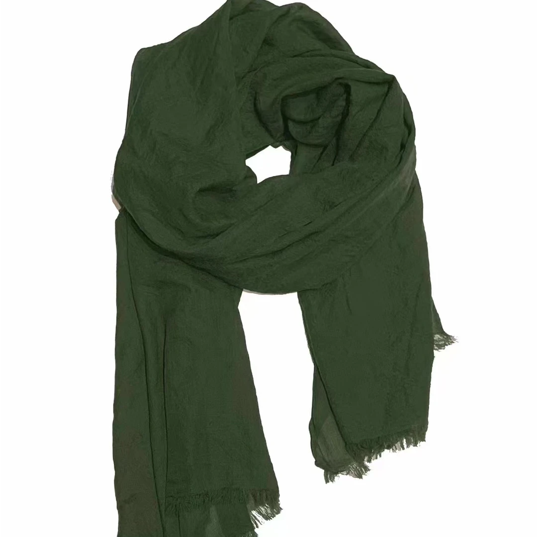24FW0051植物染围巾时尚户外百搭绿色纯色保暖复古休闲秋冬复古