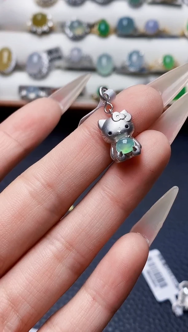 银S925镶嵌戒指翡翠5075