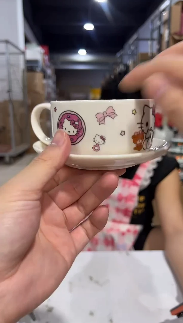 瓷片白色kt猫一杯一碟