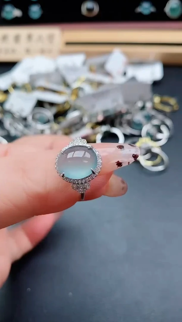 银S925镶嵌戒指翡翠1