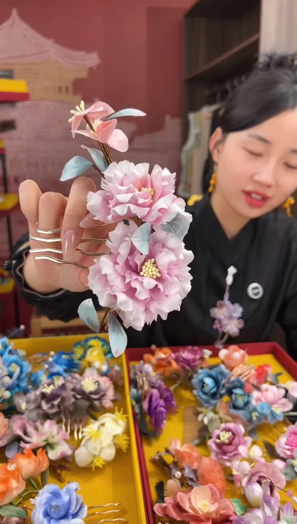 【闪购商品】刺绣非遗绒花（发饰）