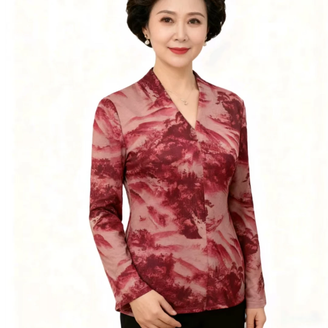 11611-冬季新款女长袖打底衫洋气妈妈装遮肉百搭上衣【A40-1-5】