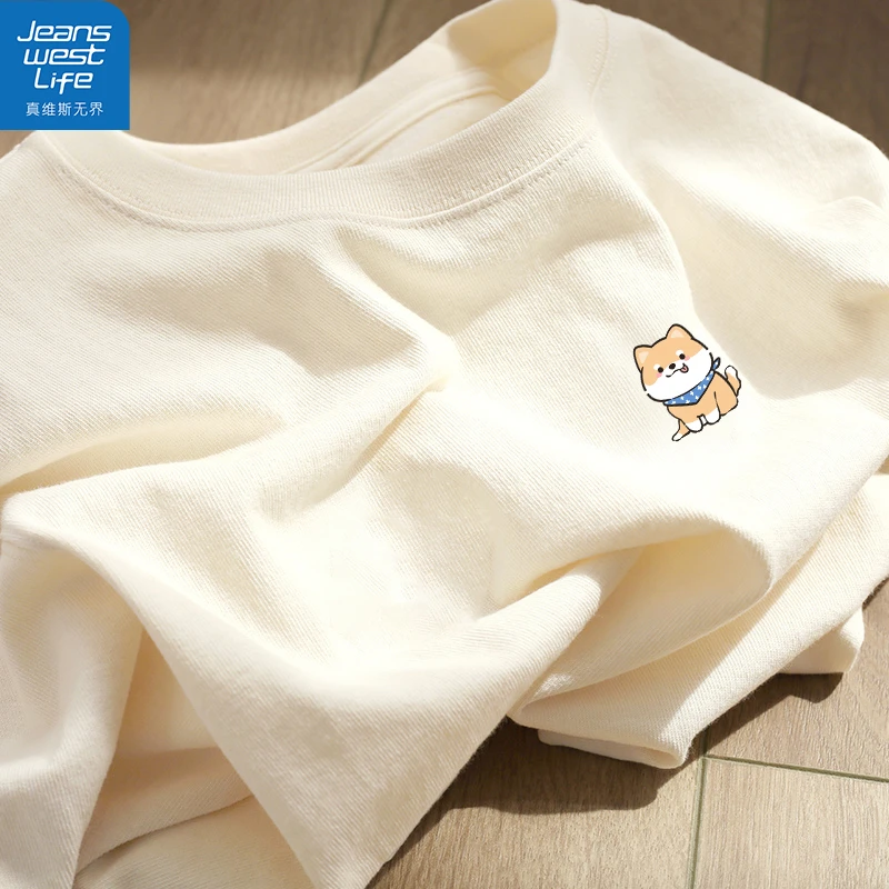 真维斯无界女士纯棉长袖T恤秋季港风随性宽松复古女新款百搭上衣