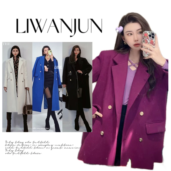 婉君【黑金大衣】双排扣毛呢大衣LWJ21D11C038