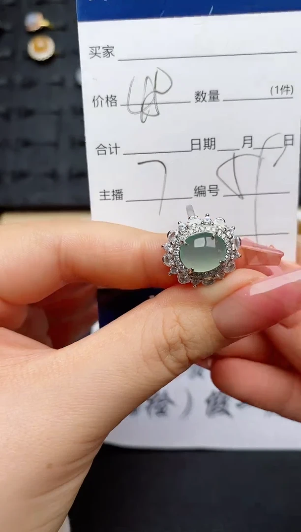 翡翠戒指银S925镶嵌...........