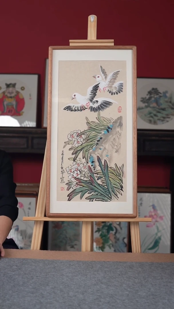 国画纯手绘纯手写-带框尺寸36*69