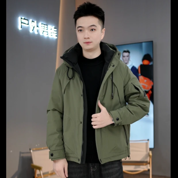 冬季新款冲锋衣户外工装风男士羽绒服保暖款式男女同款鸭绒外套