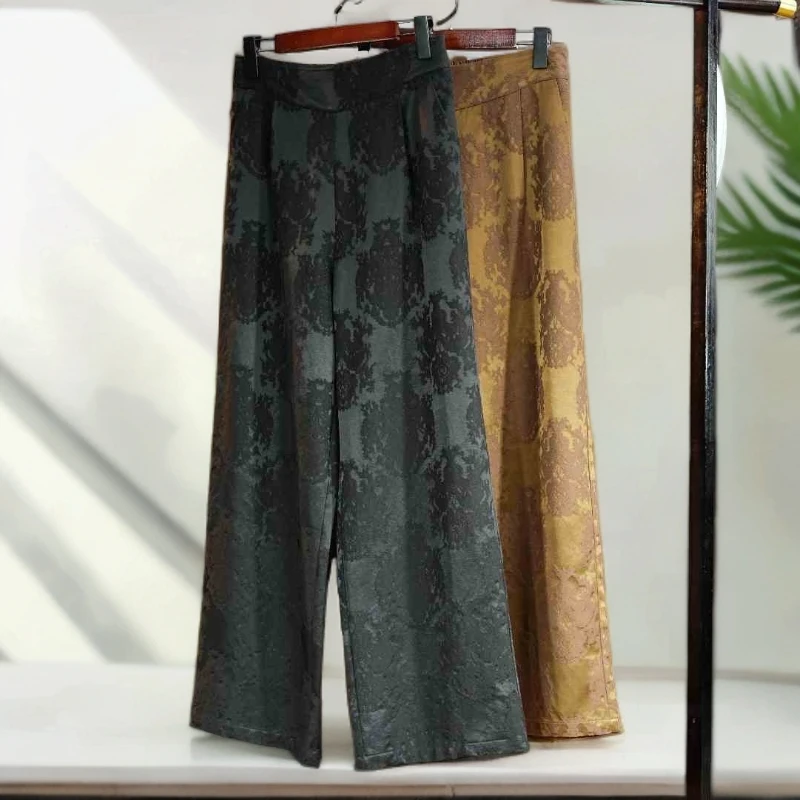 【不加绒】国风新中式妈妈装真丝新品裤子百搭高腰大码阔腿912