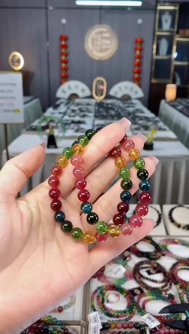 未镶嵌收藏级老矿碧玺单圈手串8mm+碧玺hon多样性发一条