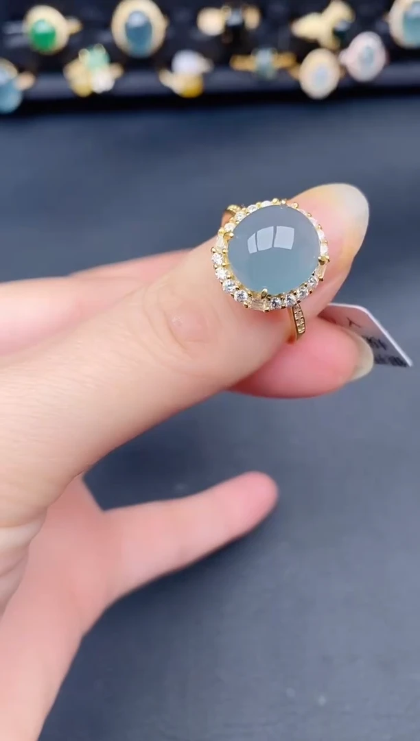 银S925镶嵌戒指翡翠天然a货翡翠51