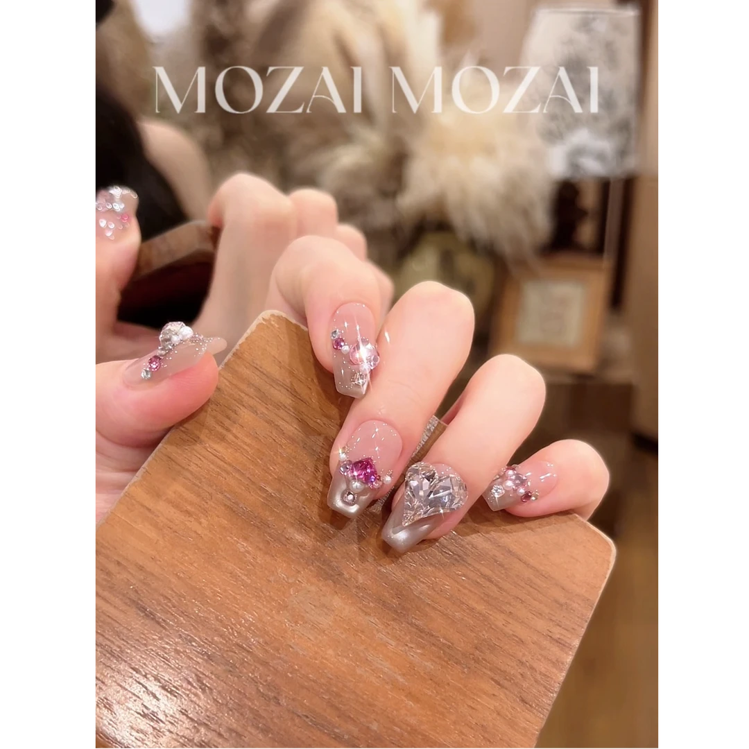 茉哉【倾心之恋】纯手工定制美甲拆卸穿戴甲A4962