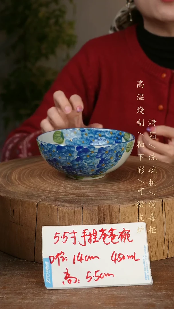 碗瓷景德镇手工手绘高温瓷釉下彩