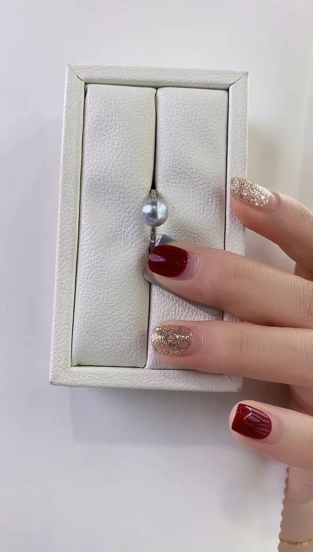 银S925镶嵌戒指海水珍珠7-8真多麻戒指