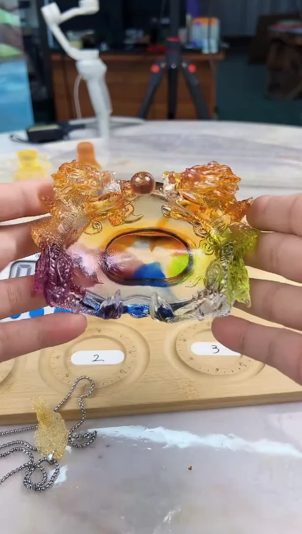 【闪购商品】泥塑古法琉璃双龙戏珠聚宝盆摆件