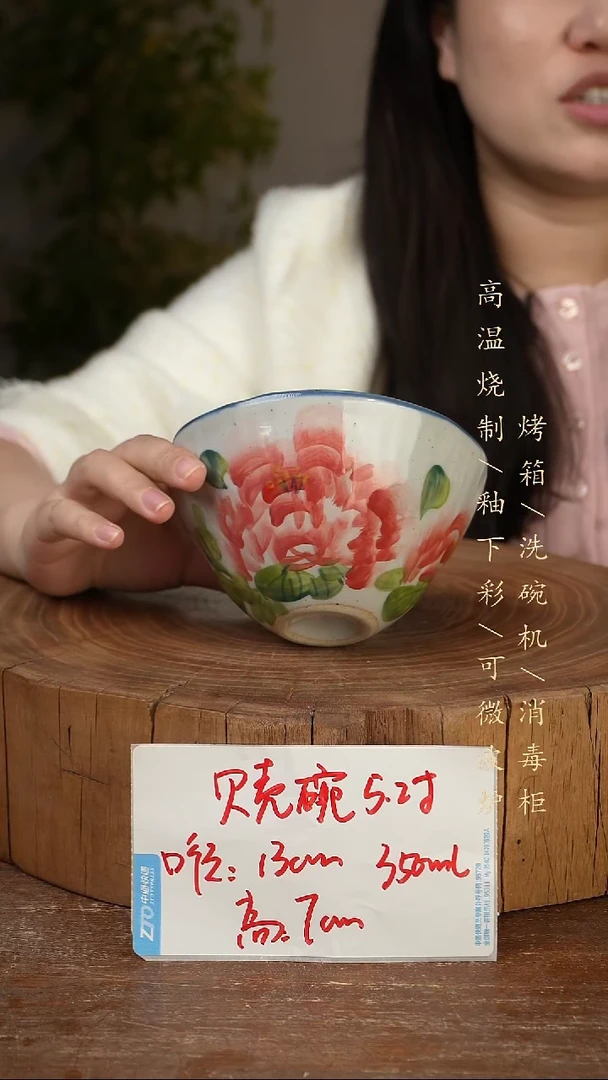 碗瓷景德镇手工手绘高温瓷釉下彩