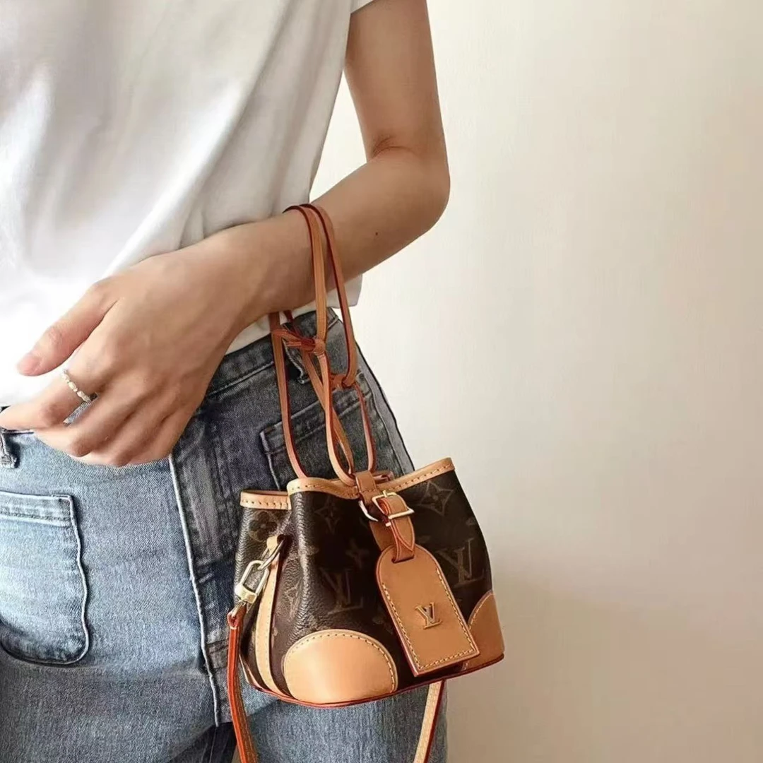 99新 LouisVuitton/路易威登 老花抽绳小水桶烧麦单肩包17870180
