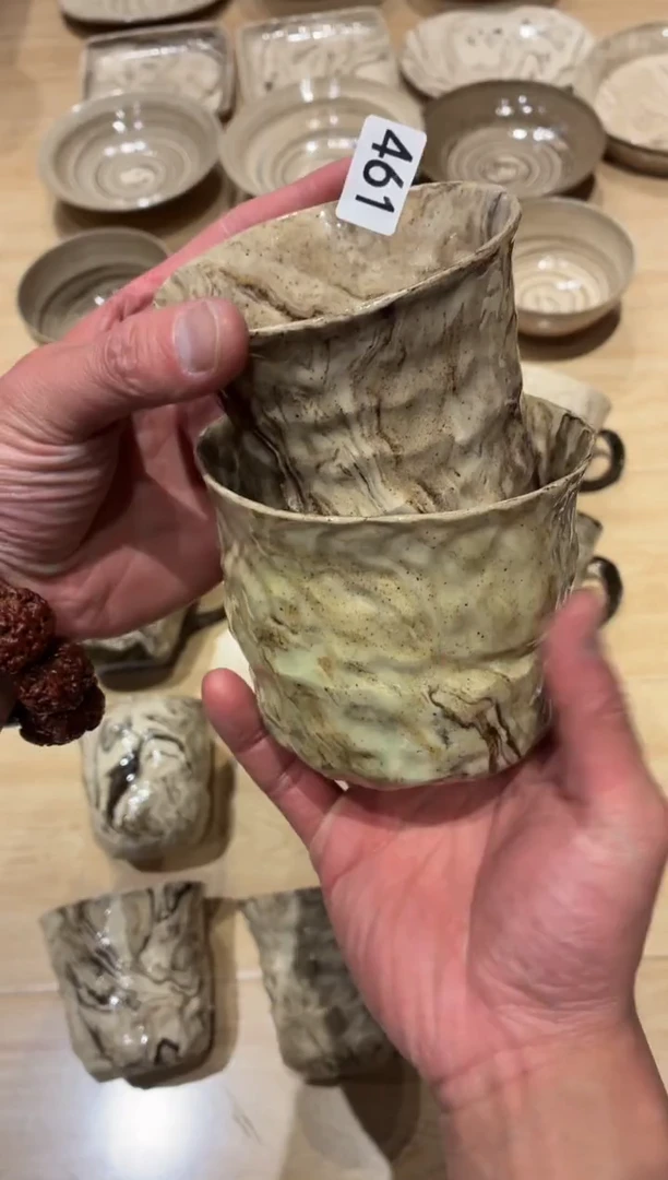 瓷片º**?461绞胎泥手握杯2个