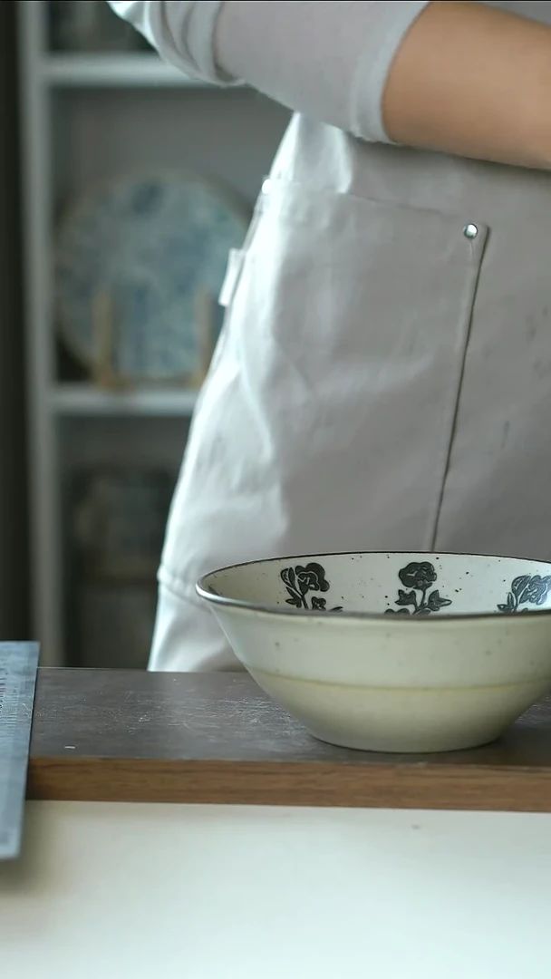 粗陶178微瑕黑玫瑰早餐碗@4-2@