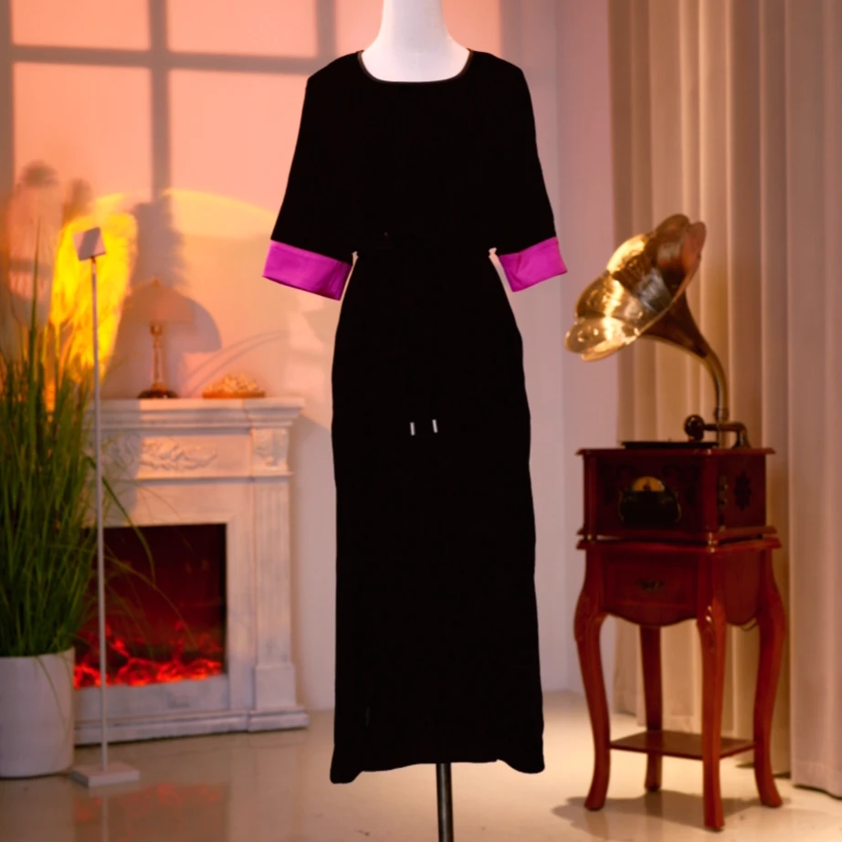 丝绒高定时尚气质减龄修身显瘦秋冬冬季连衣裙250189