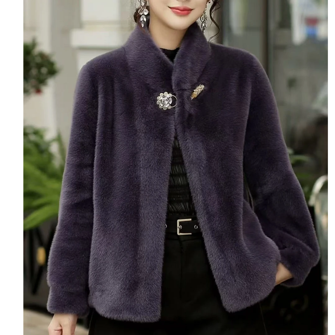 福气中老年女装短款高贵纯色女士外套女装百搭休闲【一粒扣】