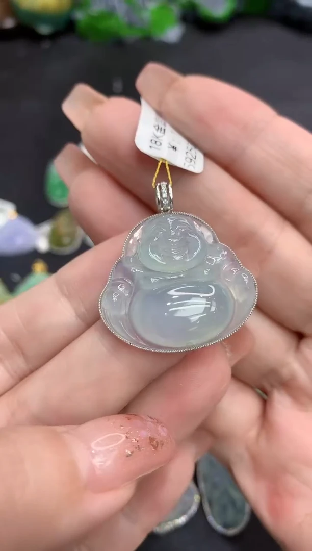 吊坠(不含链)18K金镶嵌翡翠11