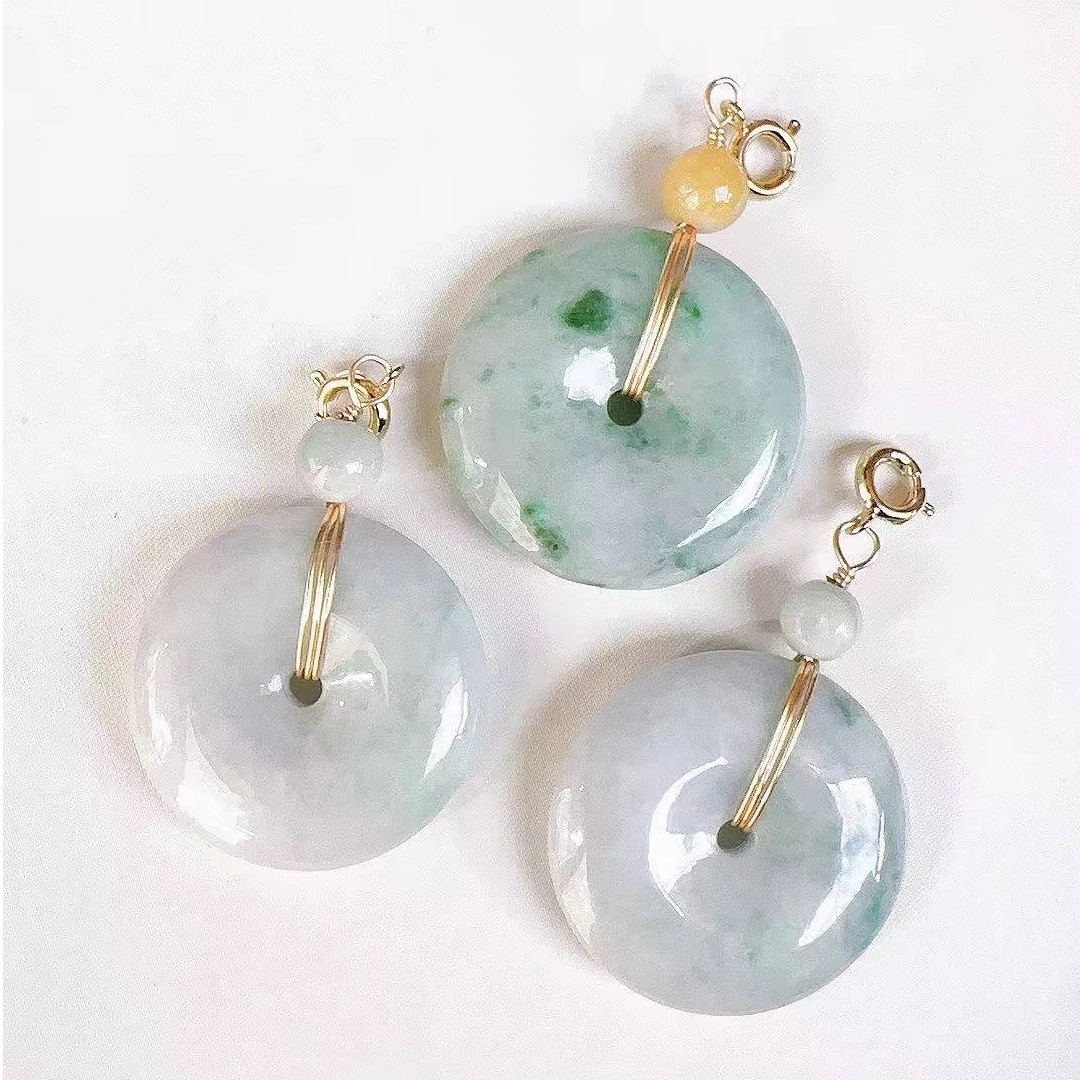 锦喜福典藏天然翡翠平安扣吊坠赠链多样发其一