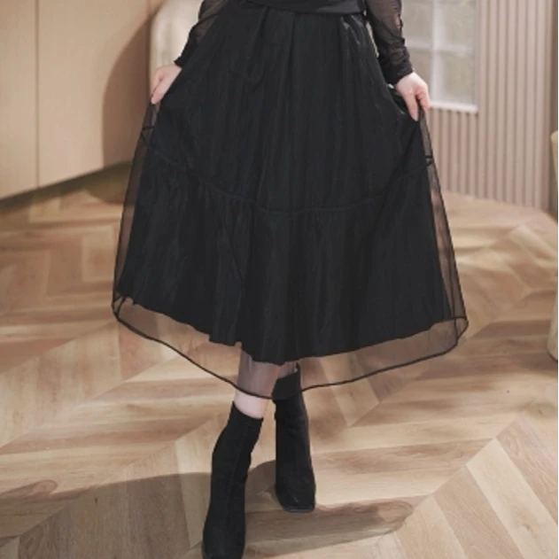 冬季新款网纱设计个性时尚显瘦百搭洋气休闲两面穿半身裙女