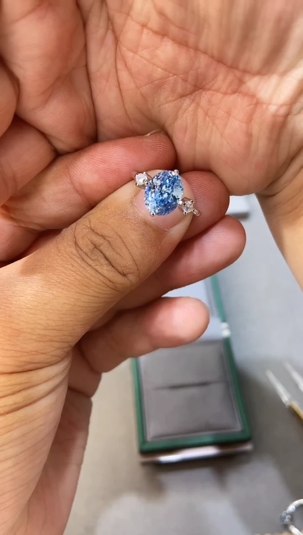 海蓝宝石戒圈银S925镶嵌.........
