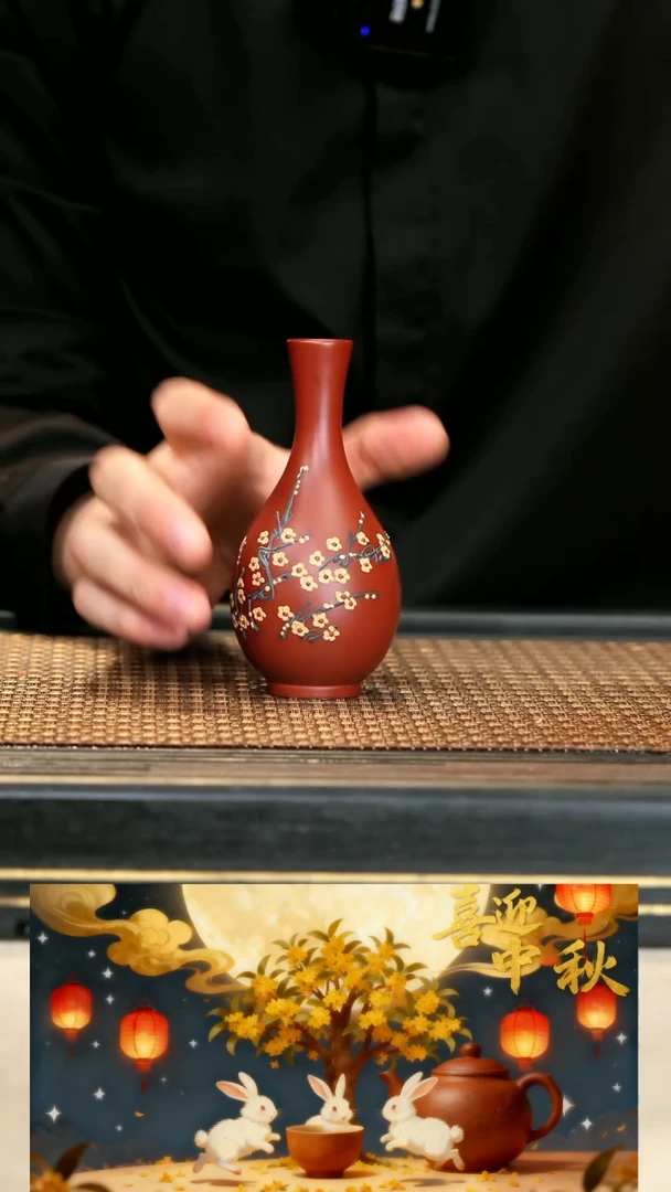 35《梅花·高赏瓶》朱泥