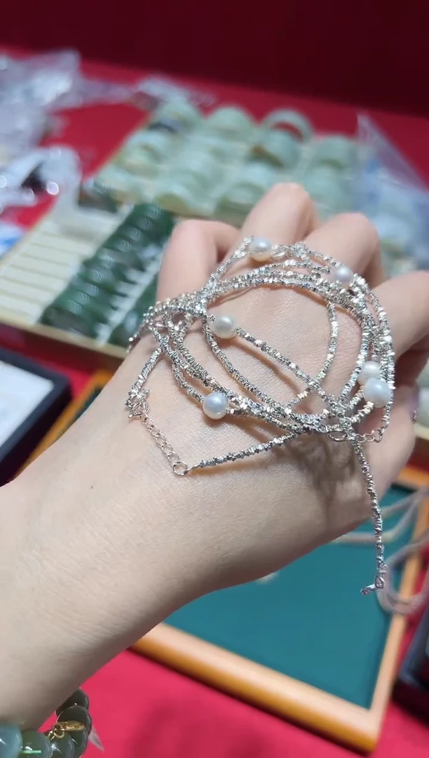 【闪购商品】淡水珍珠手绳银S925镶嵌v0674