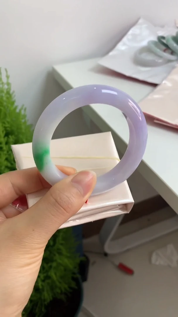 未镶嵌手镯翡翠56浓紫辣绿