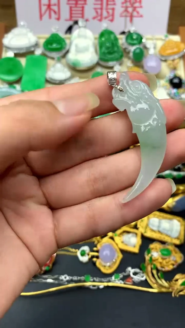 翡翠18K金镶嵌颈饰215-中国好珍宝