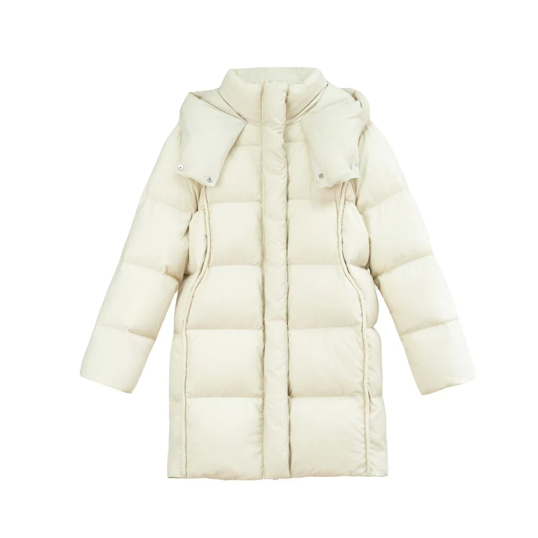 反季羽绒服90白鹅绒零下30°极寒泡芙连帽潮流中长款鹅绒服2353
