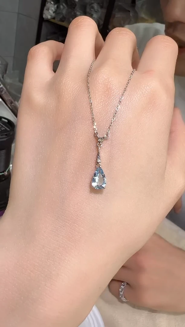 【闪购商品】海蓝宝石颈饰银S925镶嵌0116m011多样性发一