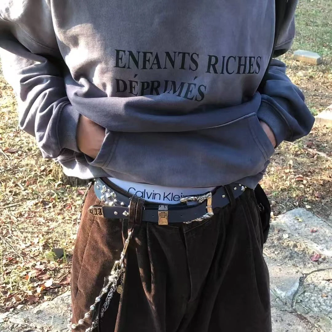 Calvim Kleim男士内裤平角裤白边小标三条装皮带搭配组件