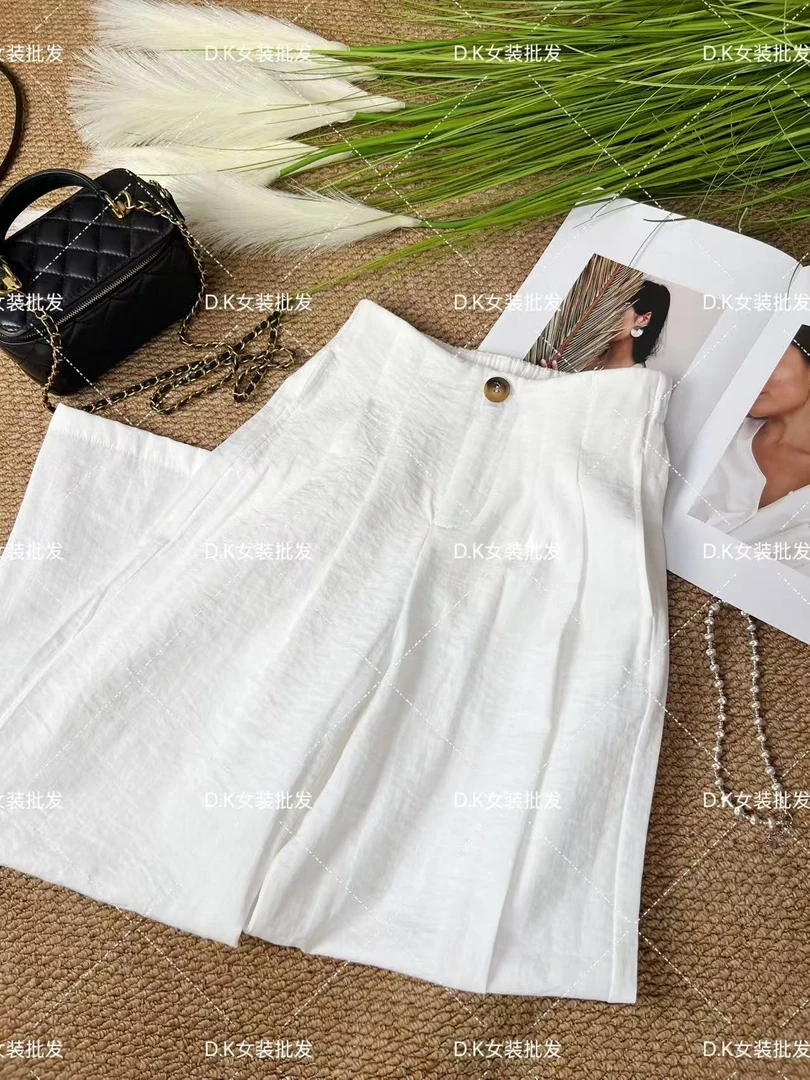 【早拍早发】高腰莱赛尔亚麻阔腿裤夏季慵懒风垂感显瘦长裤