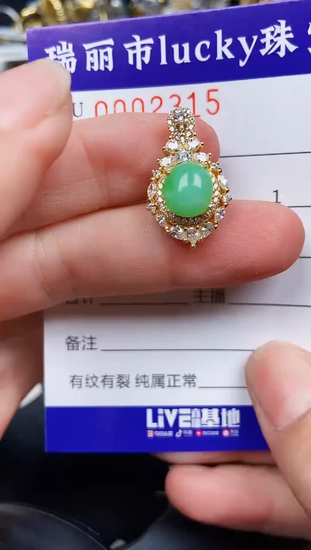 翡翠银S925镶嵌颈饰2315
