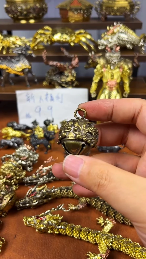 圆铃铛黄铜摆件复古