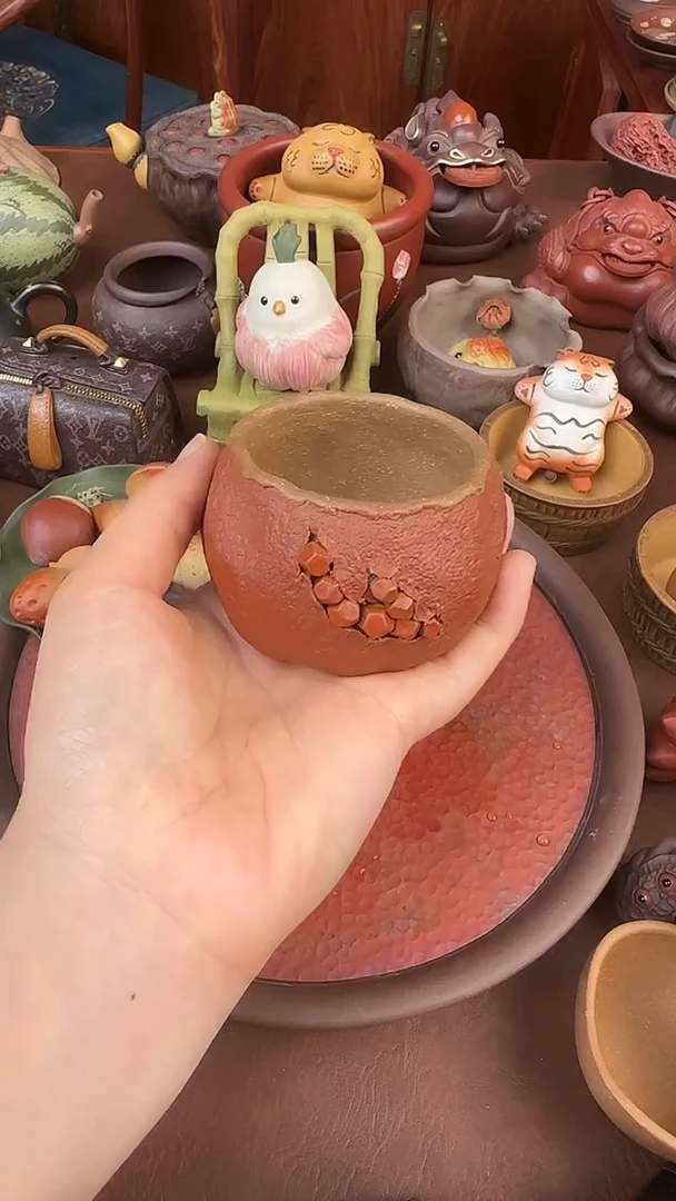 紫砂茶宠紫砂石榴杯
