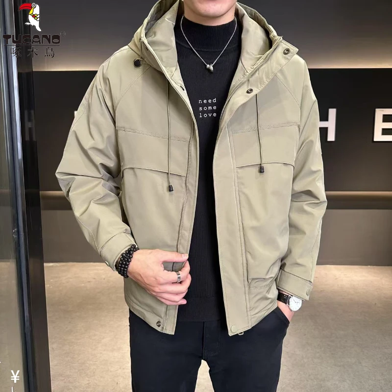 TUCANO/啄木鳥春季连帽外套男士加棉潮流夹克青年加厚防风冲锋衣