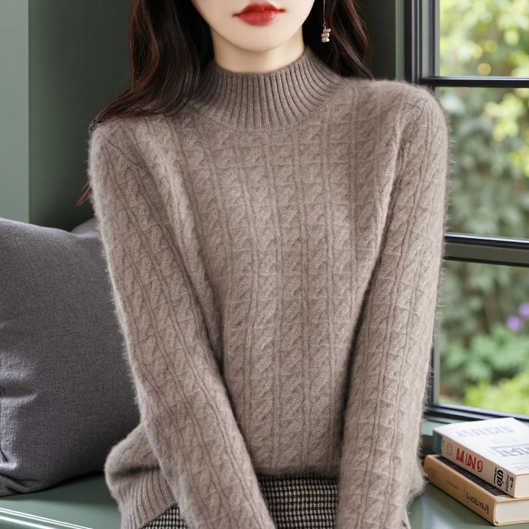 秋冬季新款羊毛衫女中年妈妈时尚针织衫女士半高领毛衣