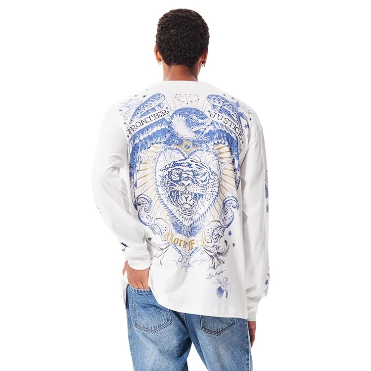 Ed Hardy埃德哈迪新款美式复古烫钻时尚潮牌长袖T恤E1QCM027